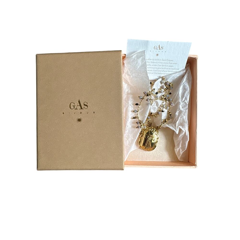 NIB Gas Bijoux Beaded Beetle Necklace
